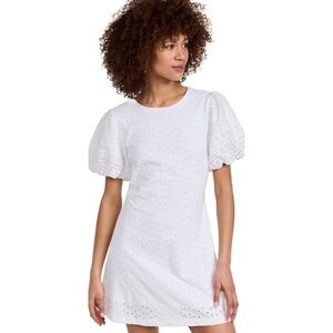 Free People‎ Apricot Rose White Eyelet Mini Dress Open Back Size Medium